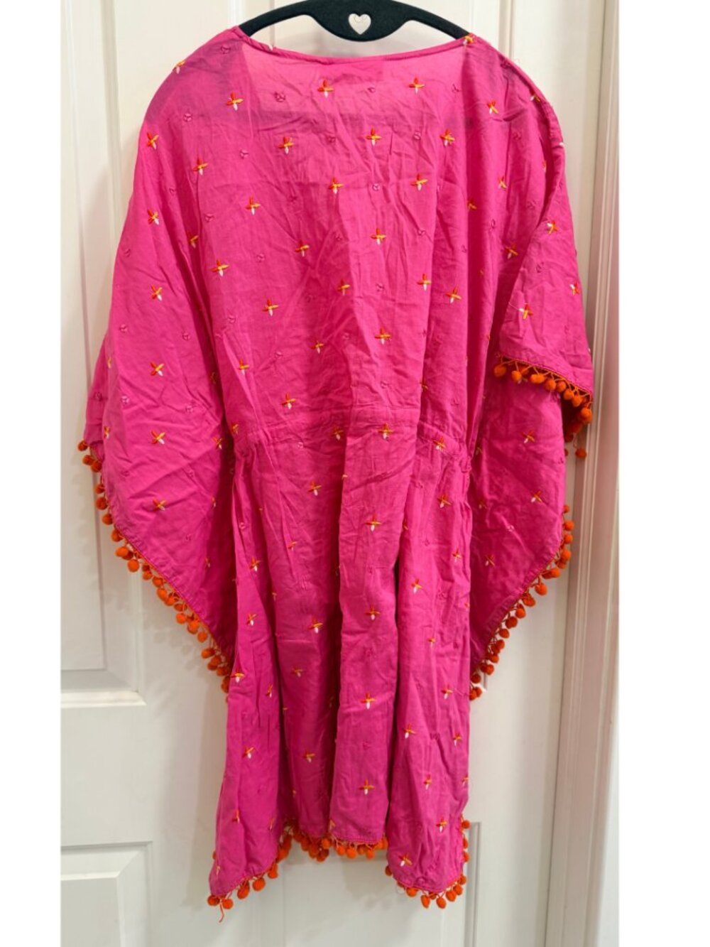Shiraleah Pink Embroidered Pom Pom Cover Up NWT - Picture 4 of 11